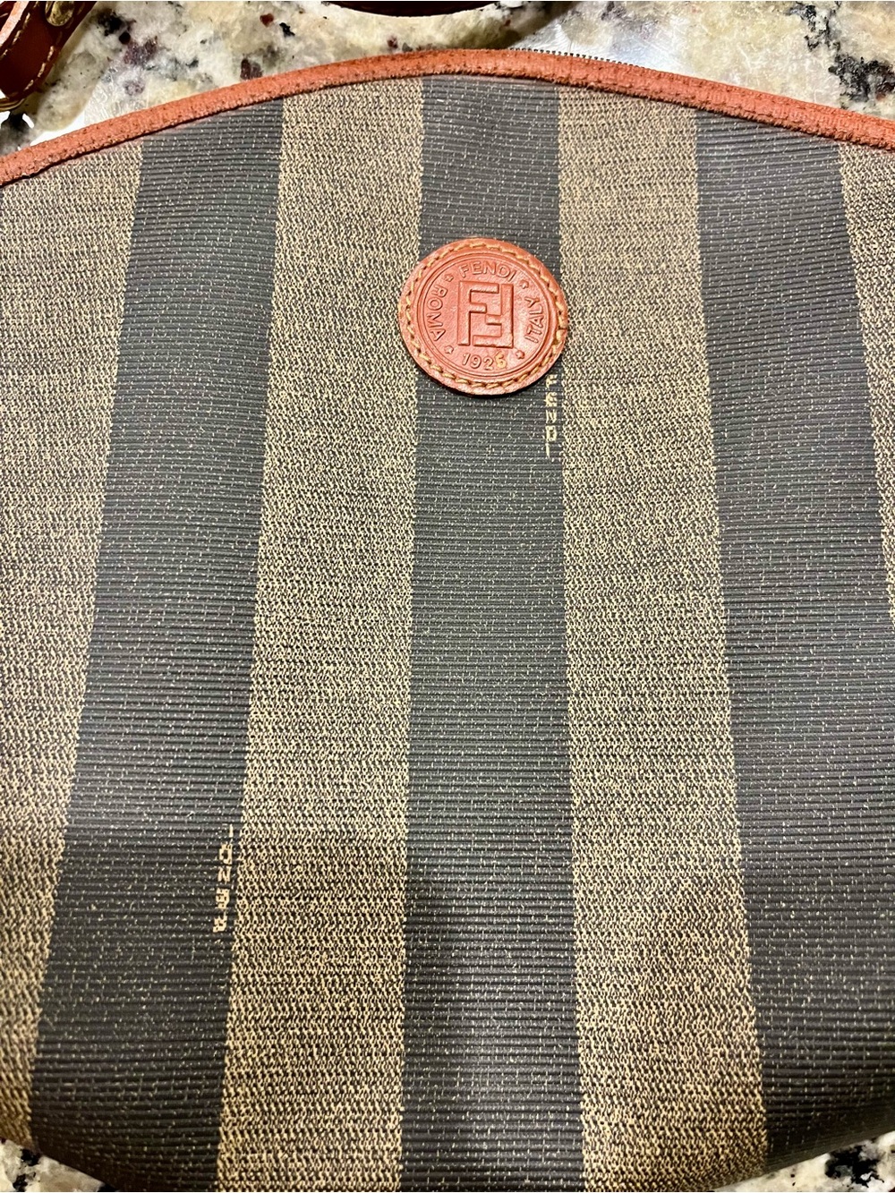 Fendi Brown and Black Striped Pequin Crossbody Bag - Picture 2 of 14